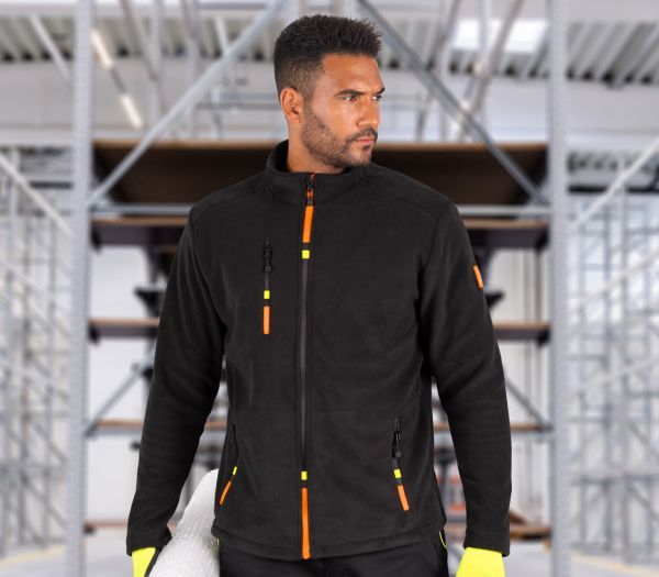 BURGIA SUPERSOFT uniszex polár pulóver  fekete-narancssárga-sárga termék fő termékképe