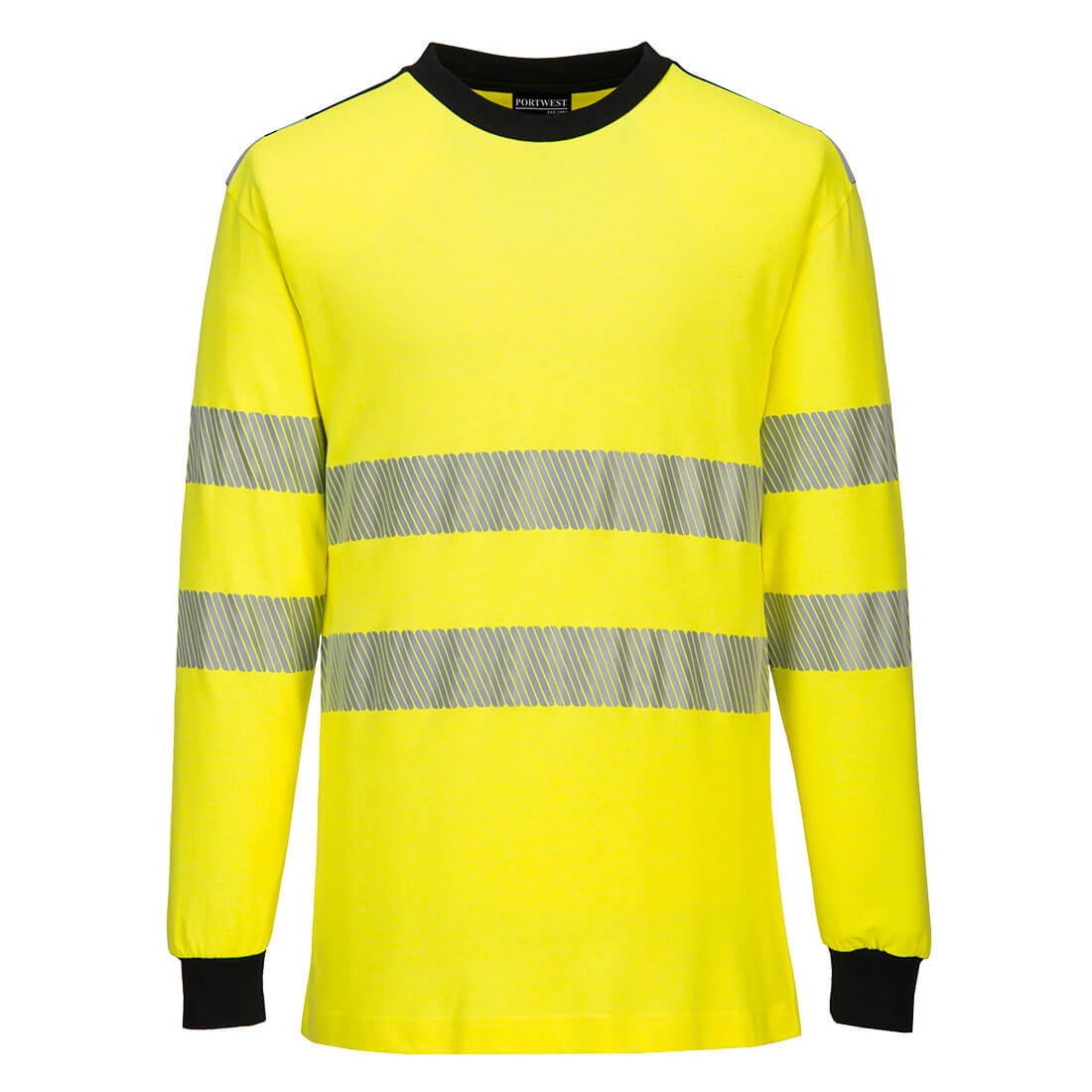 Portwest FR701 - PW3 Modaflame Knit Hi-Vis FR lángálló hosszú ujjú póló, sárga/fekete termék fő termékképe